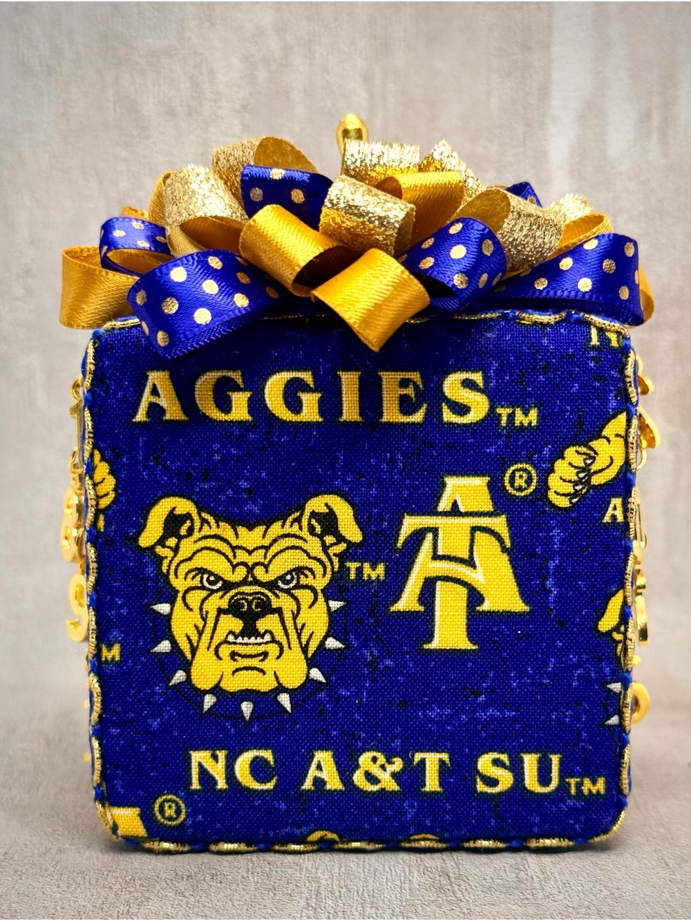 NC A&T Aggies Blue and Gold Decorative Fabric Ornament - GHOE Decor